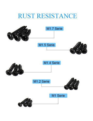 Kit de 750 Tornillos Pequeños M1-M1.7 HanTof - Acero al Carbono
