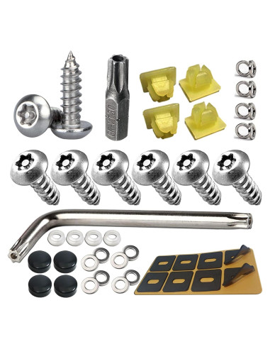 Tornillos Antirrobo Aootf para Placas de Matrícula - Acero Inoxidable, 8 Piezas