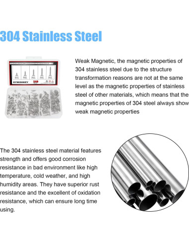 Kit de Tornillos Autoperforantes DYWISHKEY 246 Piezas Acero Inoxidable