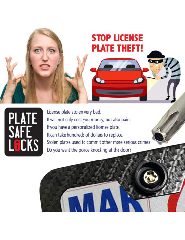 Tornillos Antirrobo Aootf para Placas de Matrícula - Acero Inoxidable, 8 Piezas