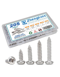 Kit de Tornillos de Madera Zhenglilos 205 Piezas Acero Inoxidable