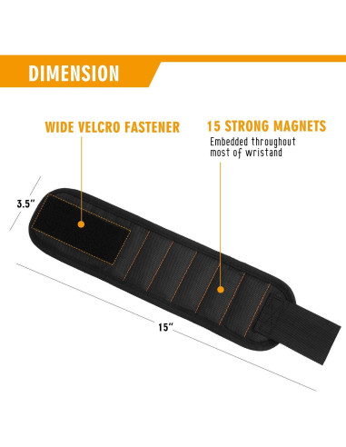 Pulsera Magnética GOOACC con 15 Imanes Fuertes - Ajustable