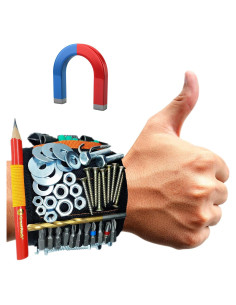 Pulsera Magnética MYTOOLON con 20 Imanes y 2 Bolsillos - Negro