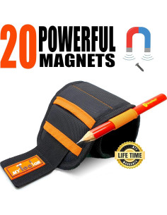 Pulsera Magnética MYTOOLON con 20 Imanes y 2 Bolsillos - Negro 2