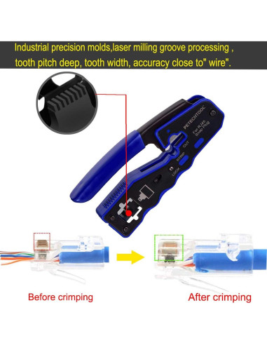 Kit de Crimpado RJ45 PETECHTOOL con 20 Conectores Cat6