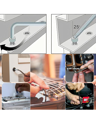 Juego de 5 Llaves Hexagonales 1/8" TOP-VIGOR - Acero Niquelado