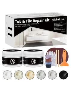 Kit de Reparación de Baño Globalcom 3.7oz Fibra de Vidrio Blanco
