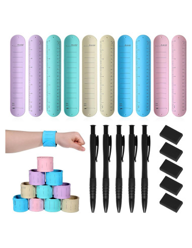 10 Pulseras de Silicona Aeaocvo con Borradores y Bolígrafos