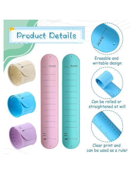 10 Pulseras de Silicona Aeaocvo con Borradores y Bolígrafos
