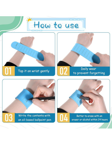 10 Pulseras de Silicona Aeaocvo con Borradores y Bolígrafos