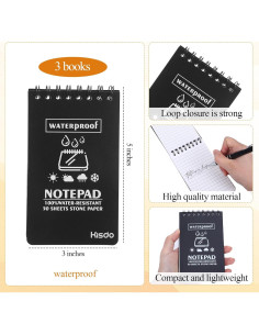 Set de Cuadernos Impermeables Qiuruoo 3 Pcs + 2 Bolígrafos 2