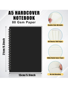 Paquete de 2 cuadernos A5 Dunzoom con espiral 160 páginas 2