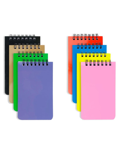 Paquete de 8 Cuadernos Espirales KTOJOY 7.62x12.7 cm Rayados