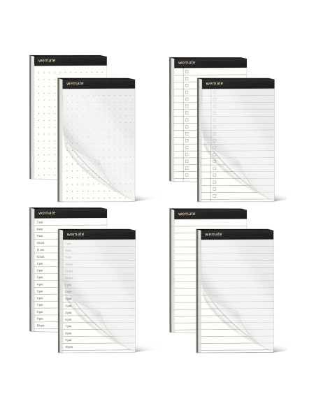 Bloc de Notas WEMATE 8 Piezas 3.5x5 cm Rayado Punteado