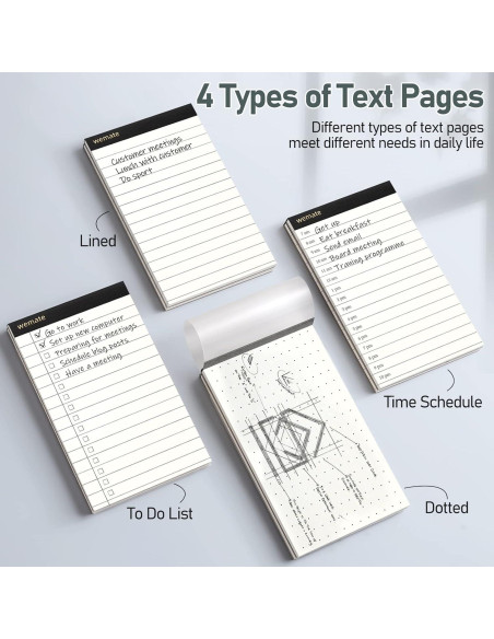 Bloc de Notas WEMATE 8 Piezas 3.5x5 cm Rayado Punteado