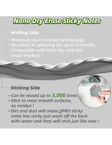 Notas Adhesivas Borrables JJPRO 7.62cm x 7.62cm 12 Pzas