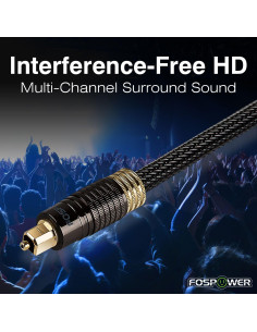 FosPower Cable de Audio Óptico Toslink 1.83m Baño de Oro 2