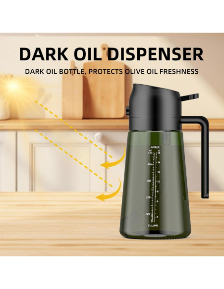 Rociador de Aceite TULUMI 470ml Vidrio Oscuro Bloquea Luz