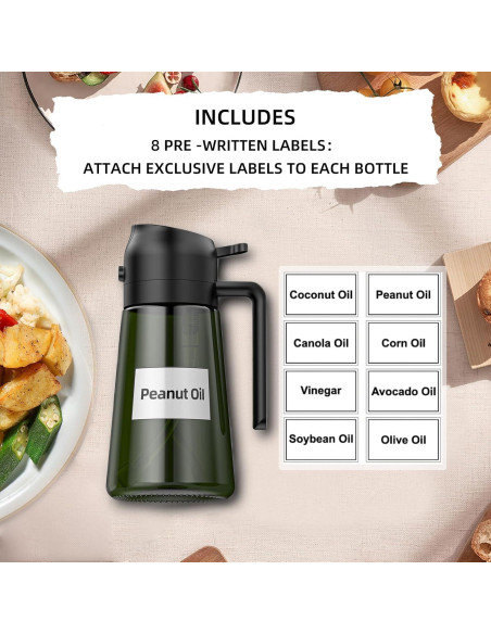 Rociador de Aceite TULUMI 470ml Vidrio Oscuro Bloquea Luz