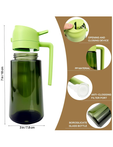 Cheardia 2 Botellas Pulverizadoras de Aceite 16 oz Vidrio