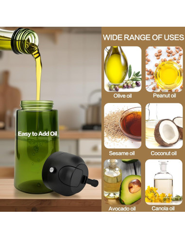 Cheardia 2 Botellas Pulverizadoras de Aceite 16 oz Vidrio