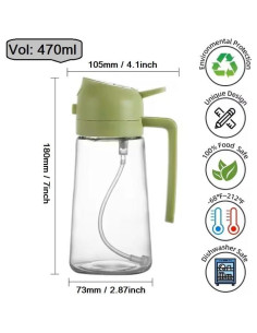 Rociador de Aceite KASHLAND 470ml Vidrio 2 en 1 Verde 2