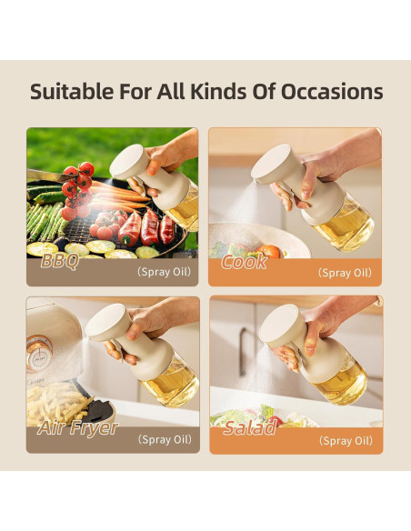 Pulverizador de Aceite MDZF de Vidrio 450ml Blanco - Spray Cocina