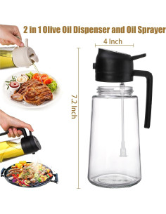 Nicunom Dispensador de Aceite de Vidrio 2 en 1 0.6L - 2 Pack 2
