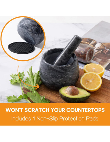 Mortero y Maja de Mármol Natural FasolaHome 1.5 Tazas