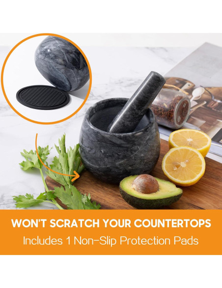 Mortero y Maja de Mármol Natural FasolaHome 1.5 Tazas