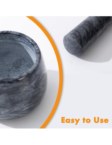 Mortero y Maja de Mármol Natural FasolaHome 1.5 Tazas