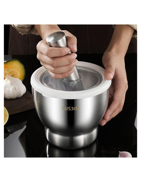 Juego de Mortero y Mano Acero Inoxidable 12.7 cm Partyreal