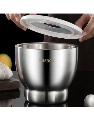 Juego de Mortero y Mano Acero Inoxidable 12.7 cm Partyreal