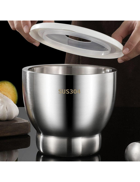 Juego de Mortero y Mano Acero Inoxidable 12.7 cm Partyreal