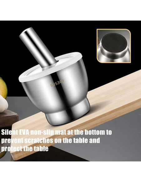 Juego de Mortero y Mano Acero Inoxidable 12.7 cm Partyreal