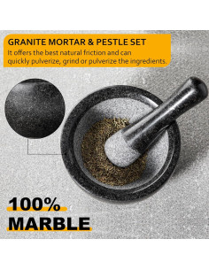 Mortero y Mano Velaze de Granito 16 cm - Triturador de Especias 2