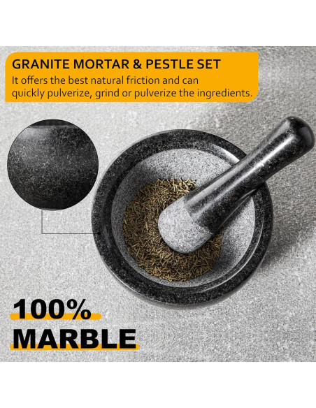 Mortero y Mano Velaze de Granito 16 cm - Triturador de Especias
