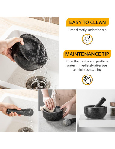Mortero y Mano Velaze de Granito 16 cm - Triturador de Especias