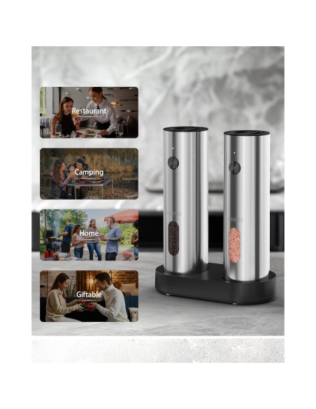 Juego de Molinillos Eléctricos de Sal y Pimienta Chunyee 105g Juego de Molinillos Eléctricos de Sal y Pimienta Chunyee 105g