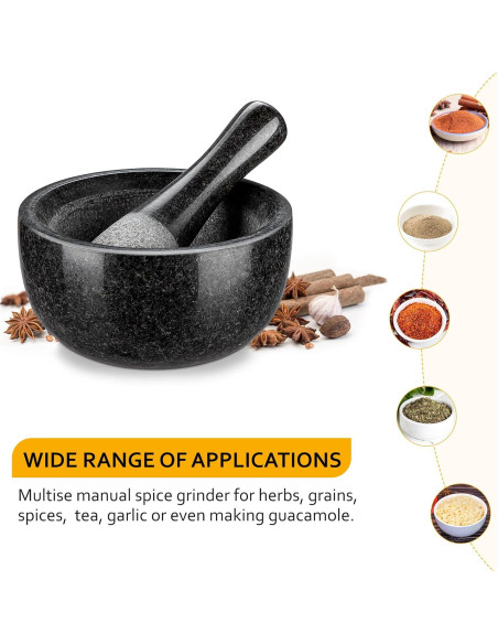 Mortero y Mano Velaze de Granito 16 cm - Triturador de Especias