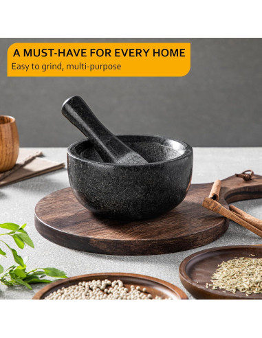 Mortero y Mano Velaze de Granito 16 cm - Triturador de Especias