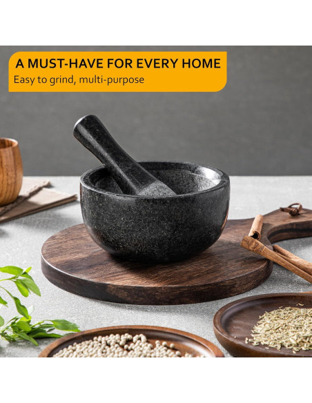 Mortero y Mano Velaze de Granito 16 cm - Triturador de Especias