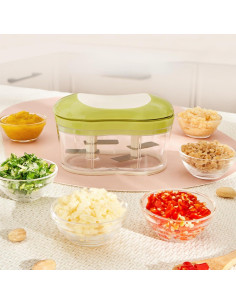 Picador de Ajo Manual NIOIPXA Verde Grande con Contenedor 2