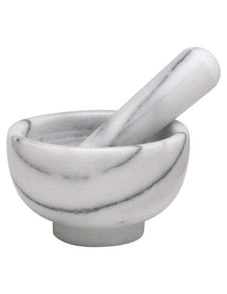 Juego de Mortero y Mano HIC Kitchen de Mármol Carrara 10 cm