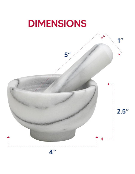 Juego de Mortero y Mano HIC Kitchen de Mármol Carrara 10 cm