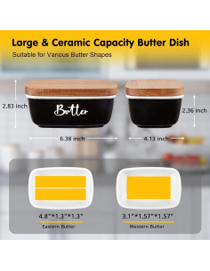 Plato de Mantequilla Cerámica ALELION con Tapa de Acacia 2