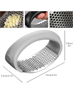 Prensador de Ajo Acero Inoxidable PUSKIU Negro 1 Paquete 2