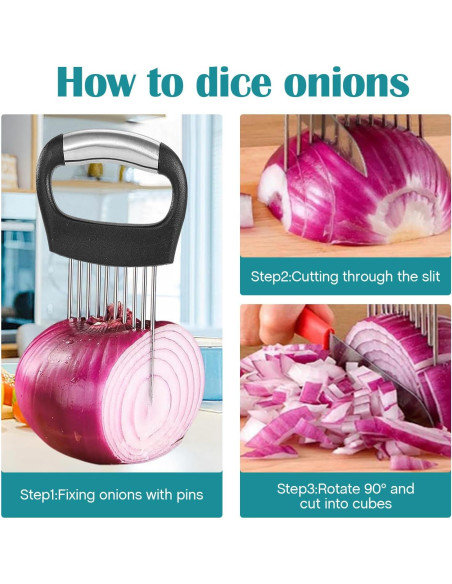 Soporte Cortador de Cebolla IGRARK Acero Inoxidable 3 Piezas