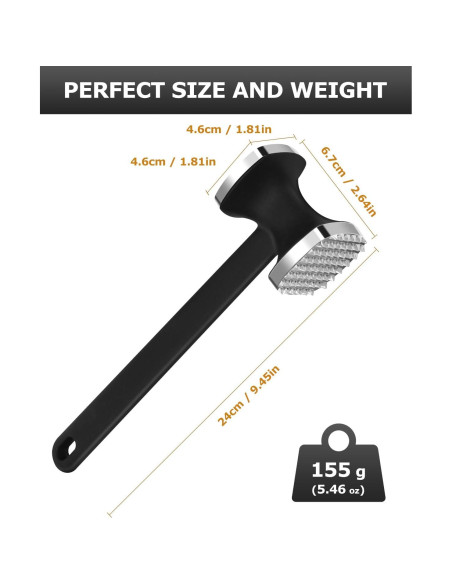 Martillo Aplanador de Carne MOSFiATA Acero Inoxidable 24.1cm
