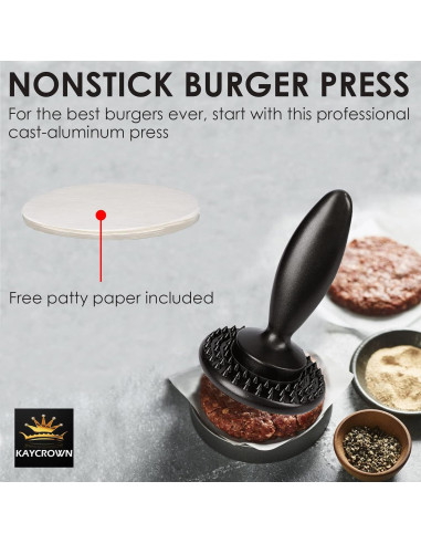 Prensa de Hamburguesas KAYCROWN + Ablandador de Carne Doble Cara